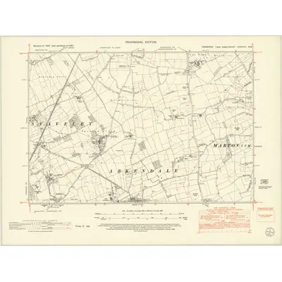 1951 Map of Yorkshire CXXXVIII.SW, 1952 Print