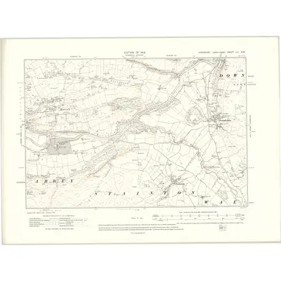 1910 Map of Yorkshire LIII.NW, 1914 Print