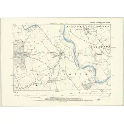 1891 Map of Yorkshire LIV.NE, 1895 Print
