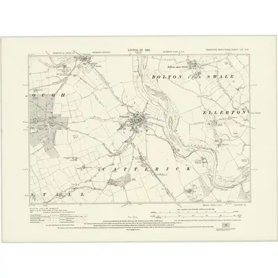 1927 Map of Yorkshire LIV.NE, 1930 Print