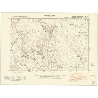 1950 Map of Yorkshire LIX.NE, 1952 Print