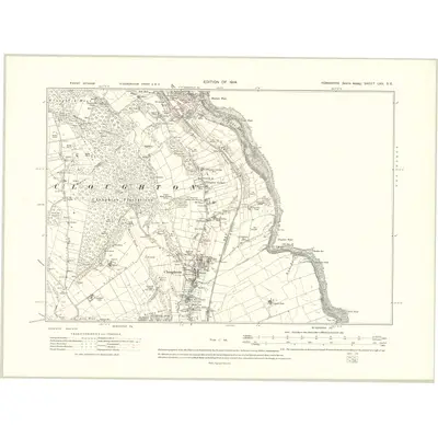 1910 Map of Yorkshire LXII.SE, 1914 Print