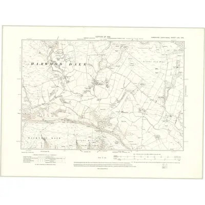 1910 Map of Yorkshire LXII.SW, 1914 Print
