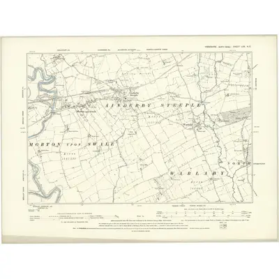 1890 Map of Yorkshire LXX.NE, 1895 Print