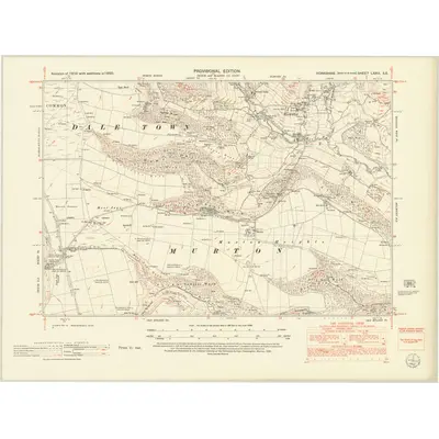 1950 Map of Yorkshire LXXII.SE, 1952 Print