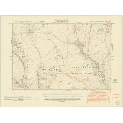 1950 Map of Yorkshire LXXIII.NE, 1952 Print