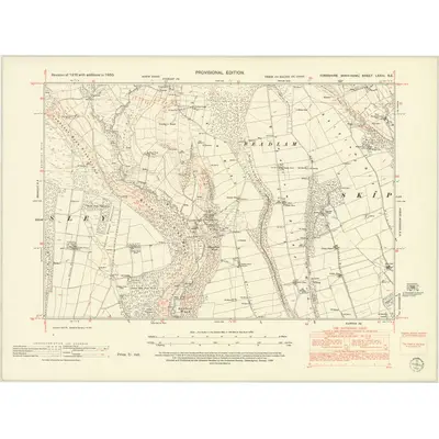 1950 Map of Yorkshire LXXIII.SE, 1952 Print