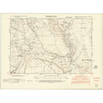 1950 Map of Yorkshire LXXIV.NW, 1952 Print