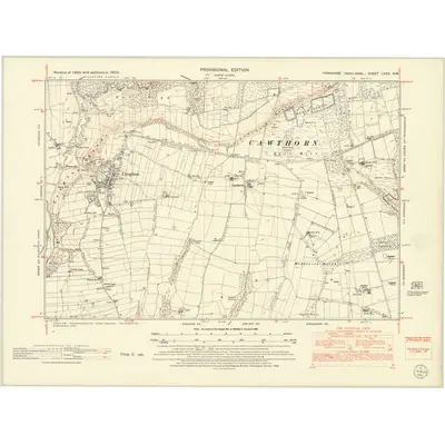 1950 Map of Yorkshire LXXV.SW, 1952 Print
