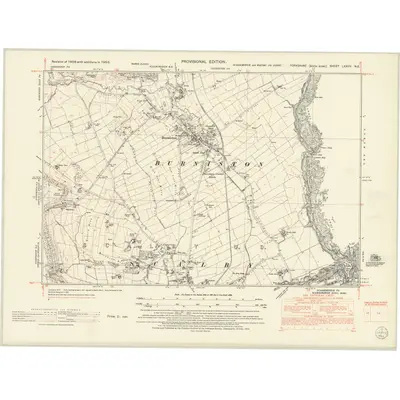 1950 Map of Yorkshire LXXVII.NE, 1953 Print