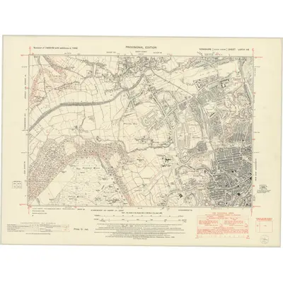 1950 Map of Yorkshire LXXVII.SE, 1953 Print