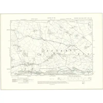 1910 Map of Yorkshire LXXXV.SW, 1914 Print