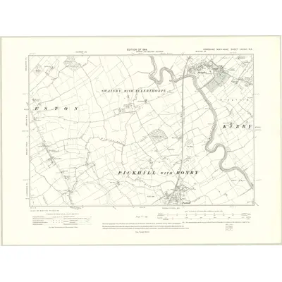 1910 Map of Yorkshire LXXXVI.NE, 1914 Print