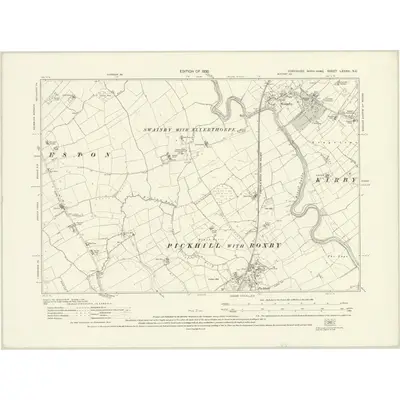 1927 Map of Yorkshire LXXXVI.NE, 1930 Print