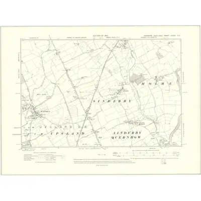 1908 Map of Yorkshire LXXXVI.SE, 1910 Print
