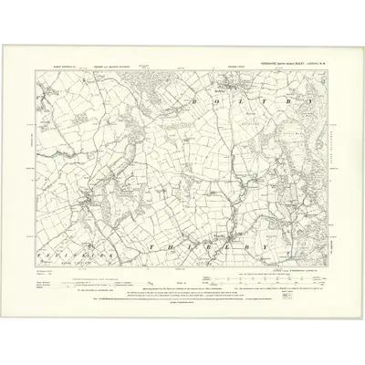 1891 Map of Yorkshire LXXXVIII.NW, 1895 Print
