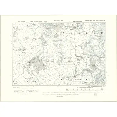 1910 Map of Yorkshire LXXXVIII.NW, 1914 Print