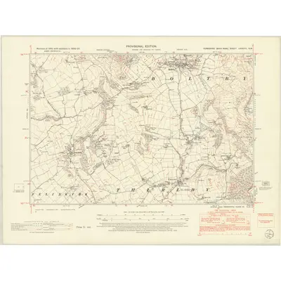 1950 Map of Yorkshire LXXXVIII.NW, 1952 Print