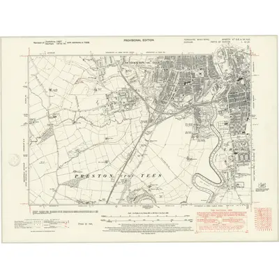 1938 Map of Yorkshire VIb.SE & XV.NE, 1947 Print