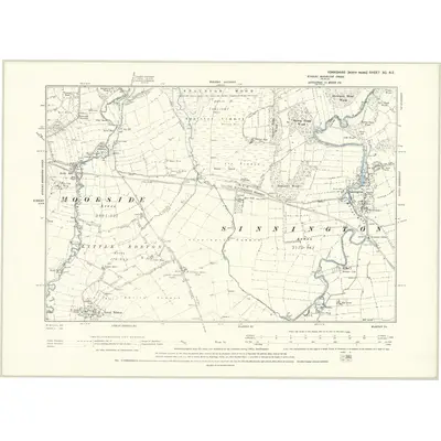 1891 Map of Yorkshire XC.NE, 1895 Print