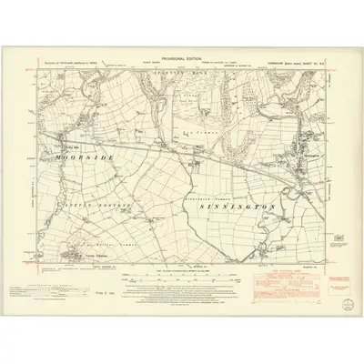 1950 Map of Yorkshire XC.NE, 1952 Print