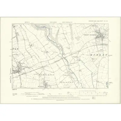 1891 Map of Yorkshire XC.NW, 1895 Print