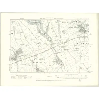 1910 Map of Yorkshire XC.NW, 1914 Print