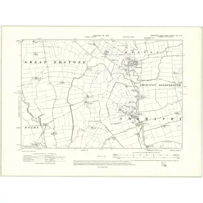 1910 Map of Yorkshire XC.SE, 1913 Print