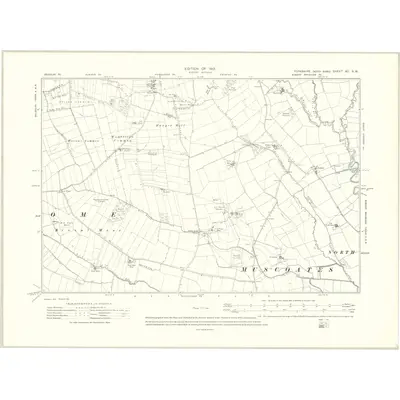 1910 Map of Yorkshire XC.SW, 1913 Print