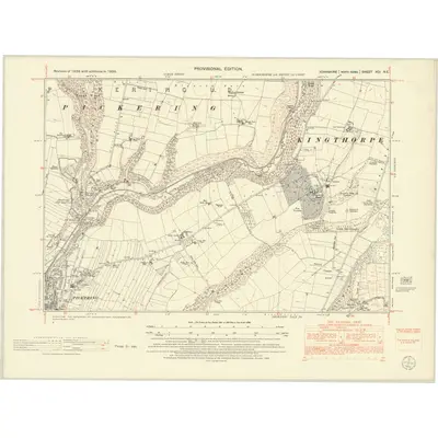 1950 Map of Yorkshire XCI.NE, 1952 Print