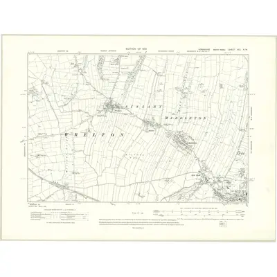 1910 Map of Yorkshire XCI.NW, 1913 Print
