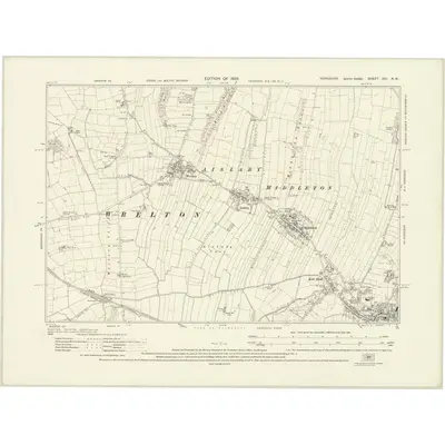 1926 Map of Yorkshire XCI.NW, 1929 Print