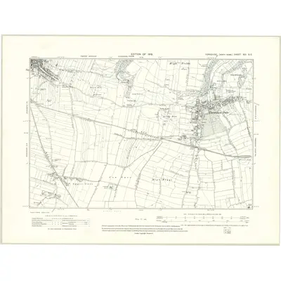 1910 Map of Yorkshire XCI.SE, 1913 Print