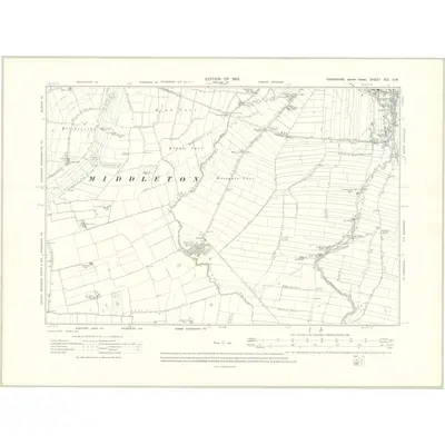 1910 Map of Yorkshire XCI.SW, 1913 Print