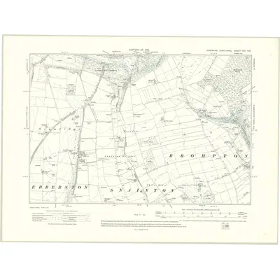 1910 Map of Yorkshire XCII.NE, 1913 Print