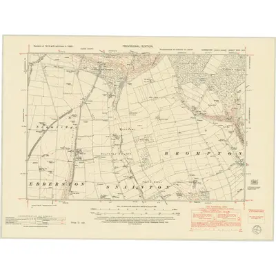 1950 Map of Yorkshire XCII.NE, 1952 Print