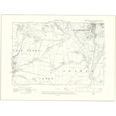 1910 Map of Yorkshire XCIII.NE, 1914 Print