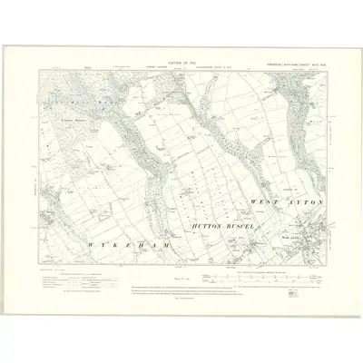 1910 Map of Yorkshire XCIII.NW, 1913 Print