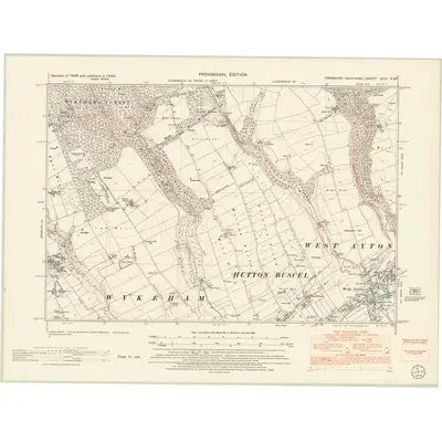 1950 Map of Yorkshire XCIII.NW, 1953 Print