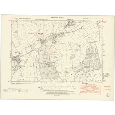 1950 Map of Yorkshire XCIII.SW, 1953 Print