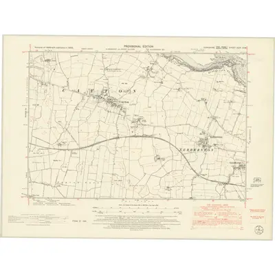 1950 Map of Yorkshire XCIV.SW, 1953 Print