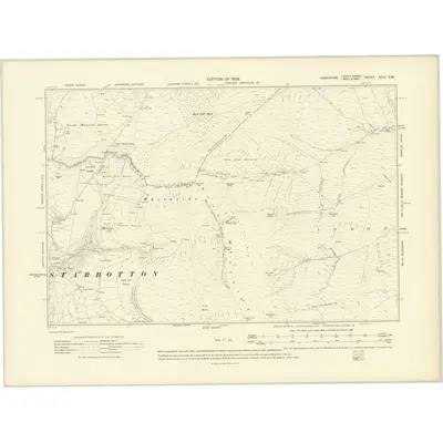 1907 Map of Yorkshire XCIX.SW, 1909 Print