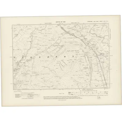 1907 Map of Yorkshire XCVI.NE, 1909 Print