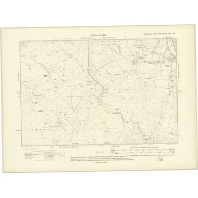 1907 Map of Yorkshire XCVI.SE, 1909 Print