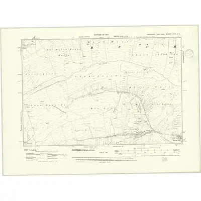 1907 Map of Yorkshire XCVII.NE, 1910 Print