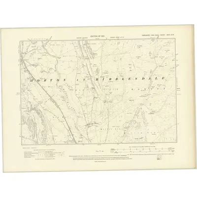 1907 Map of Yorkshire XCVII.SW, 1910 Print