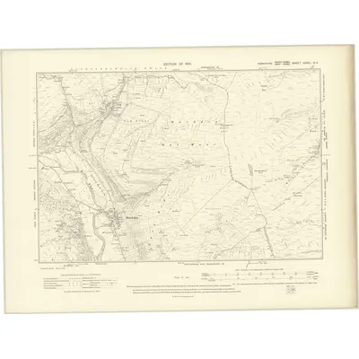 1907 Map of Yorkshire XCVIII.NE, 1910 Print