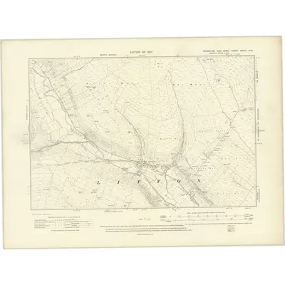 1907 Map of Yorkshire XCVIII.SW, 1910 Print