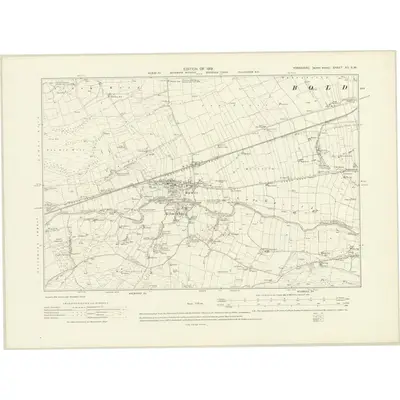 1912 Map of Yorkshire XII.SW, 1919 Print
