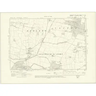 1912 Map of Yorkshire XIV.SW, 1920 Print